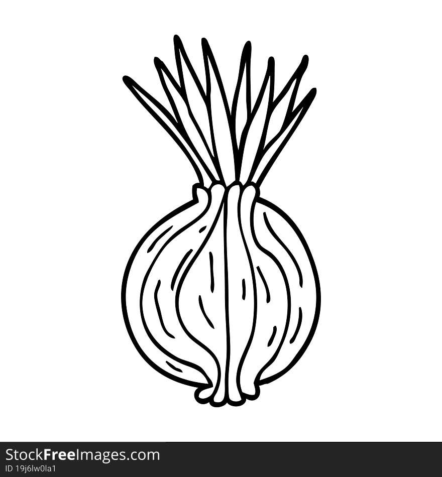 Line Drawing Cartoon Sprouting Onion