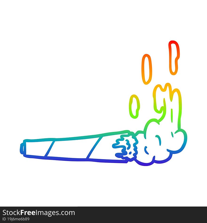 rainbow gradient line drawing of a marijuana joint