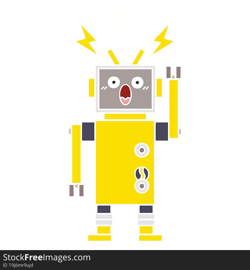 flat color retro cartoon of a robot