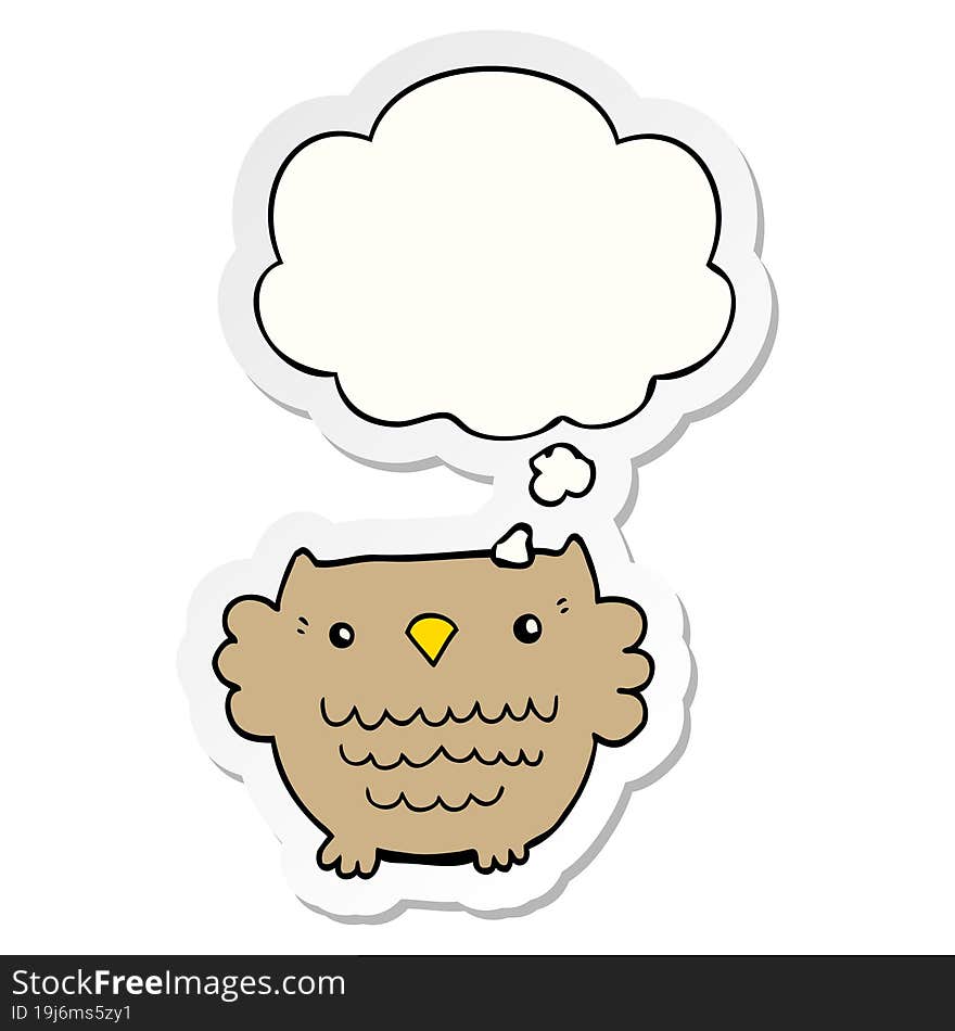 cartoon owl and thought bubble as a printed sticker