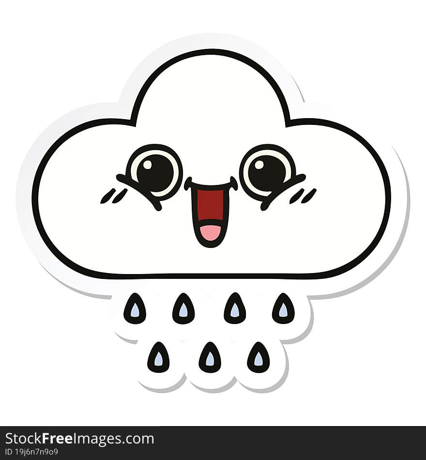 sticker of a cute cartoon rain cloud