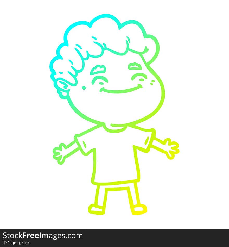 cold gradient line drawing cartoon friendly man