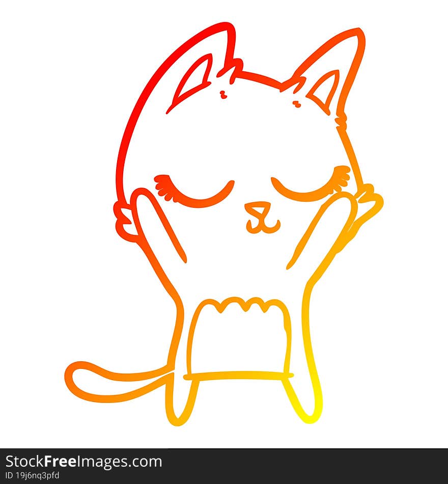 warm gradient line drawing calm cartoon cat