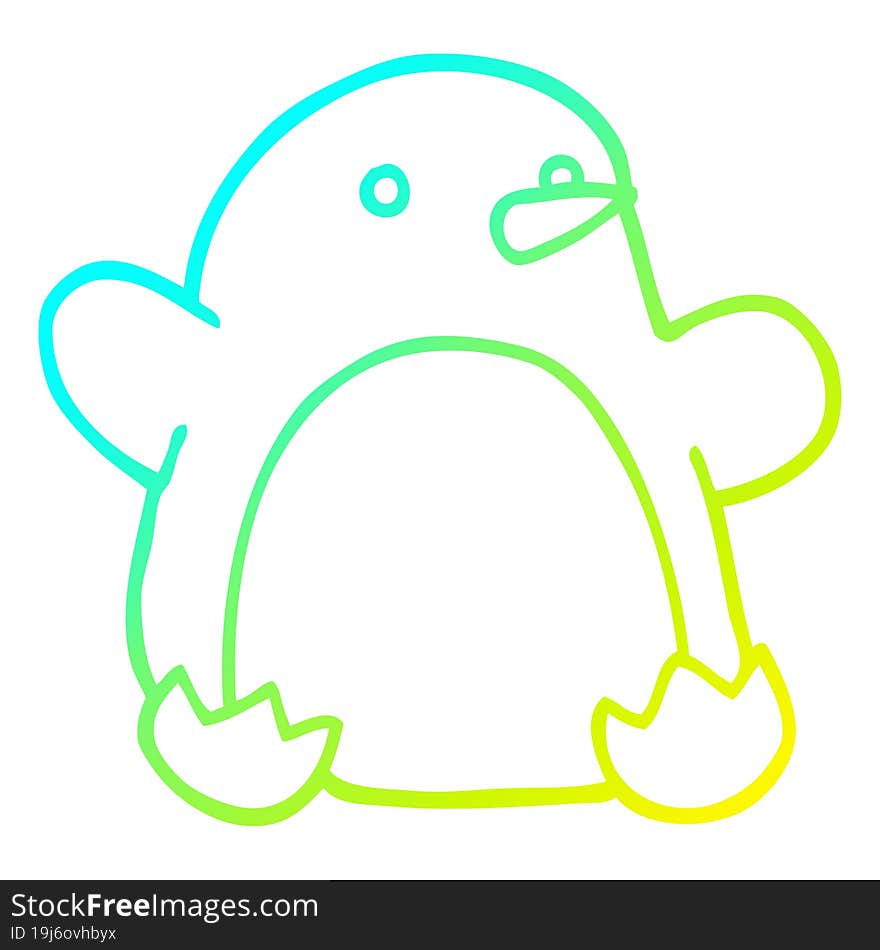 Cold Gradient Line Drawing Cartoon Christmas Penguin