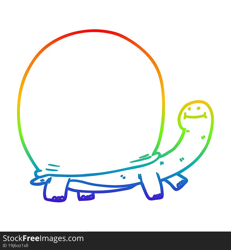 Rainbow Gradient Line Drawing Cartoon Tortoise