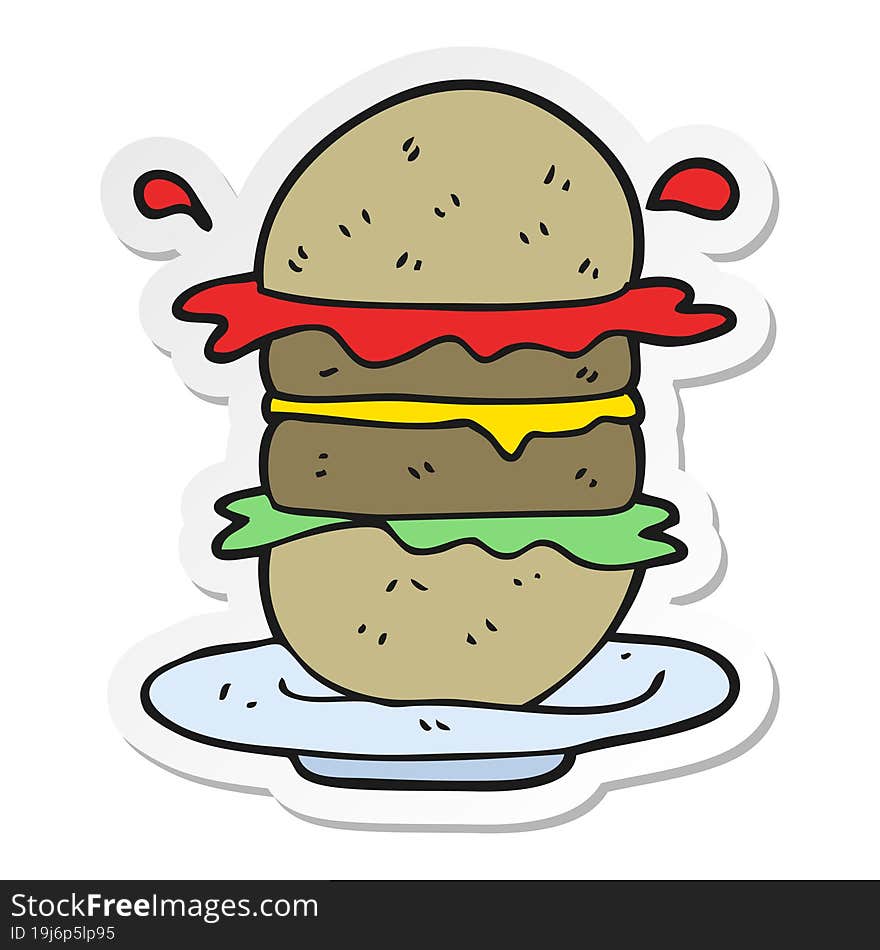 sticker of a cartoon burger