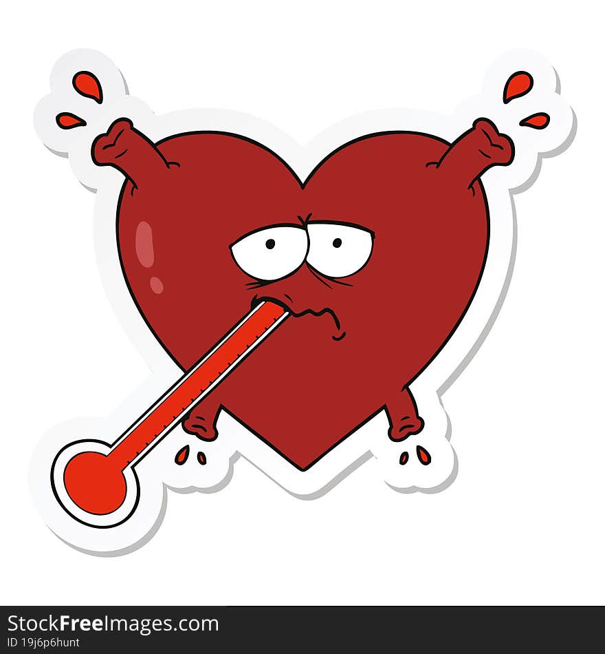 Sticker Of A Cartoon Unhealthy Heart