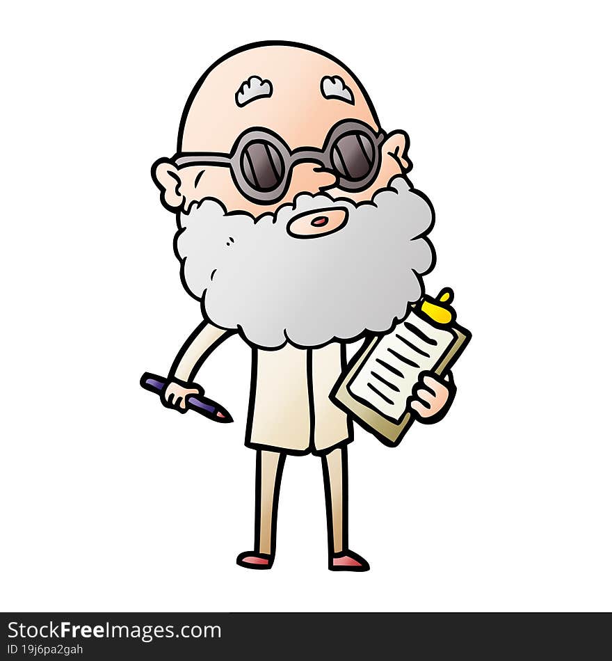 cartoon curious man with beard and sunglasses. cartoon curious man with beard and sunglasses