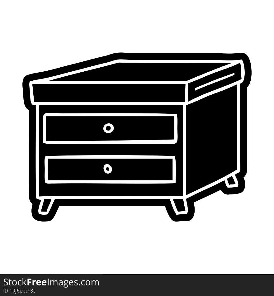 cartoon icon drawing of a bedside table