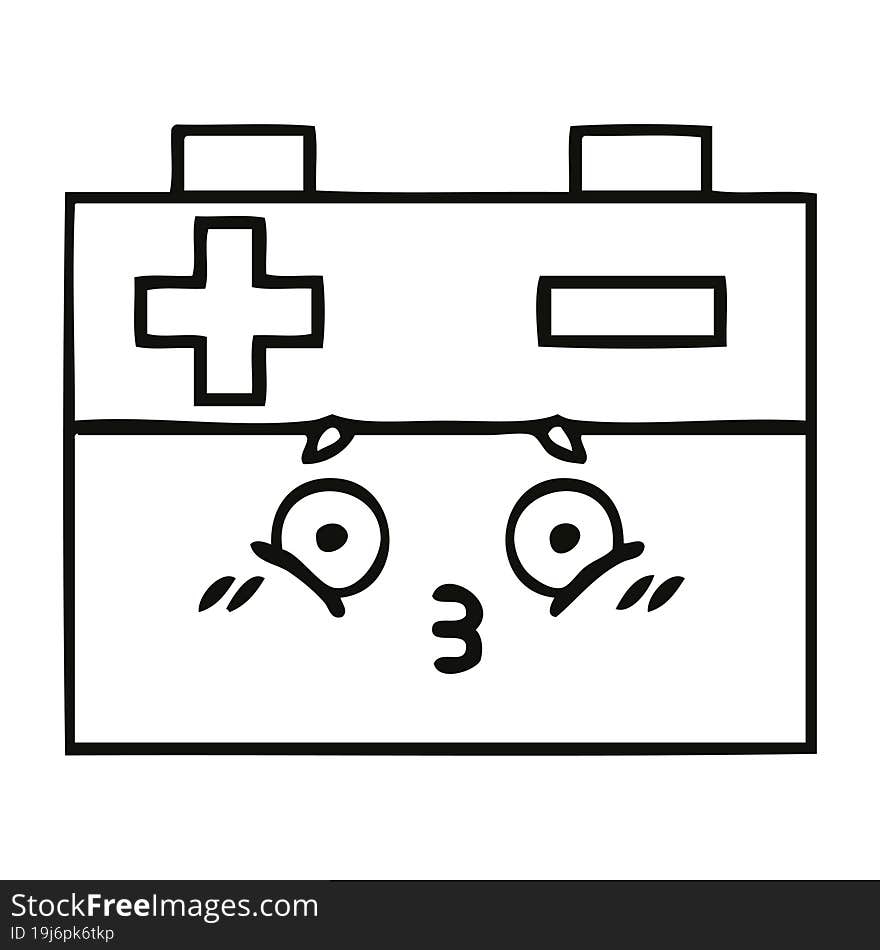 Line Drawing Cartoon Car Battery