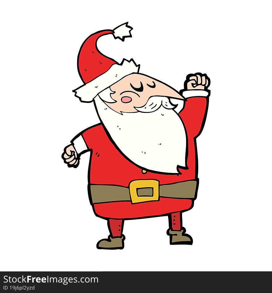 Cartoon Santa Claus Punching Air