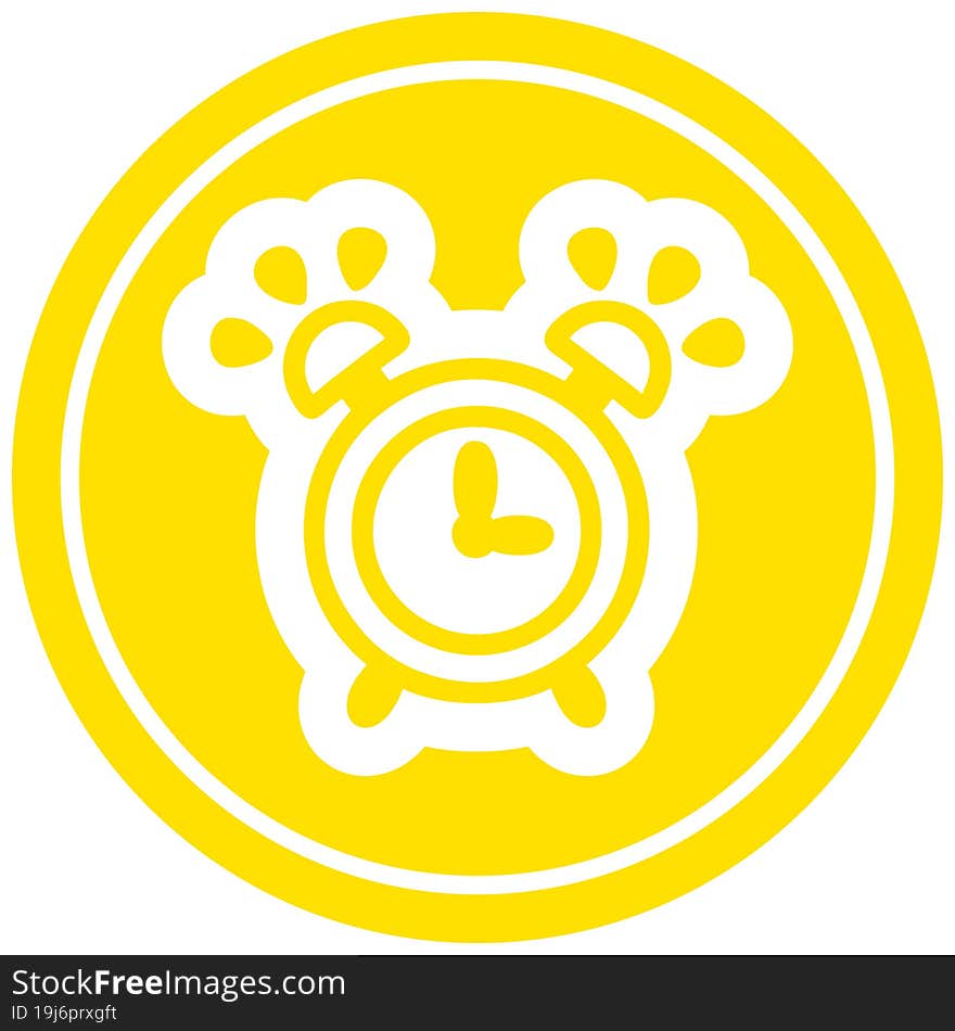 ringing alarm clock circular icon