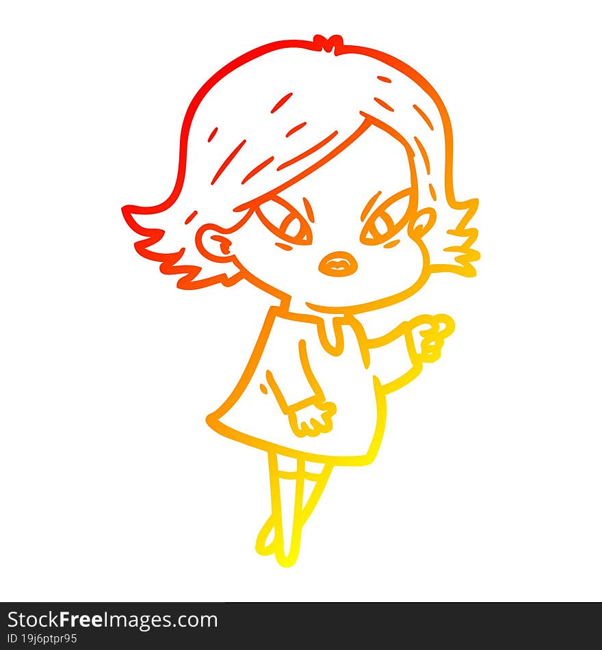 warm gradient line drawing cartoon stressed woman