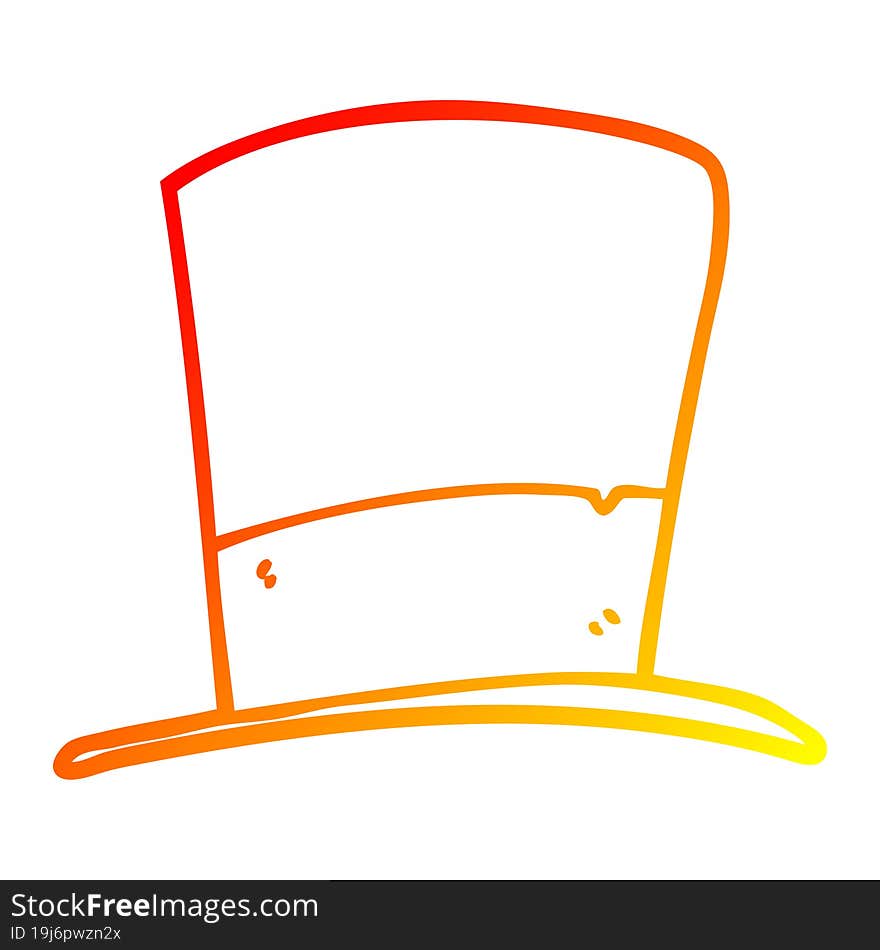 warm gradient line drawing cartoon top hat