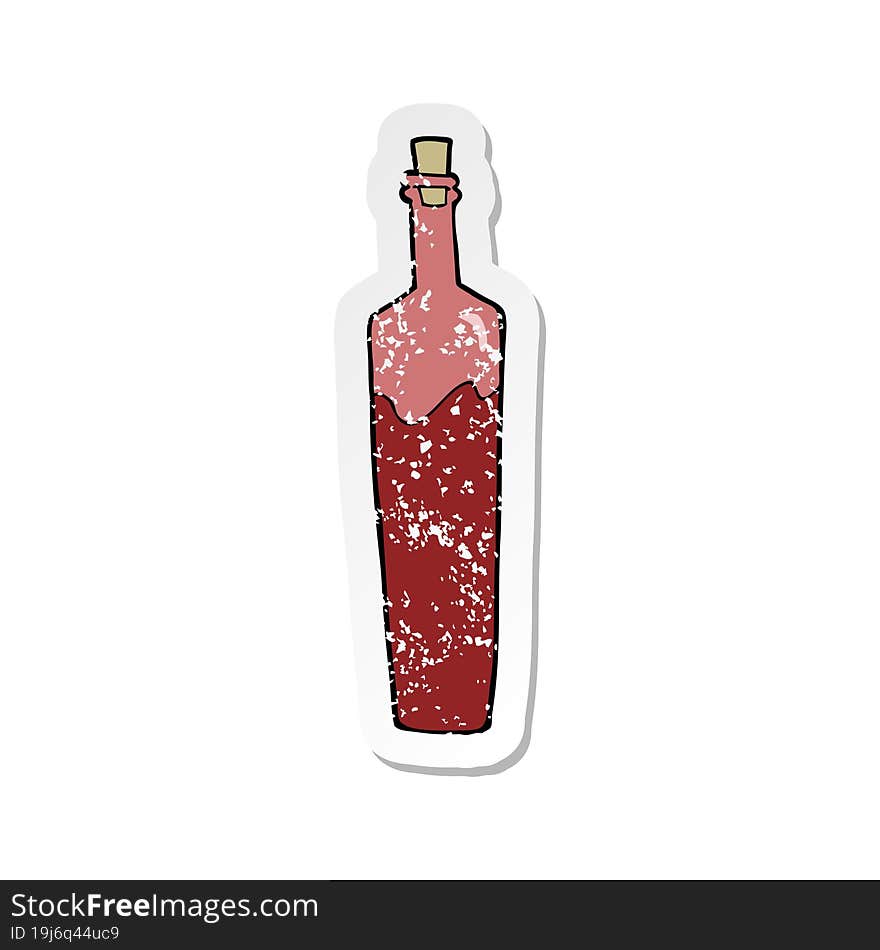 Retro Distressed Sticker Of A Cartoon Posh Bottle