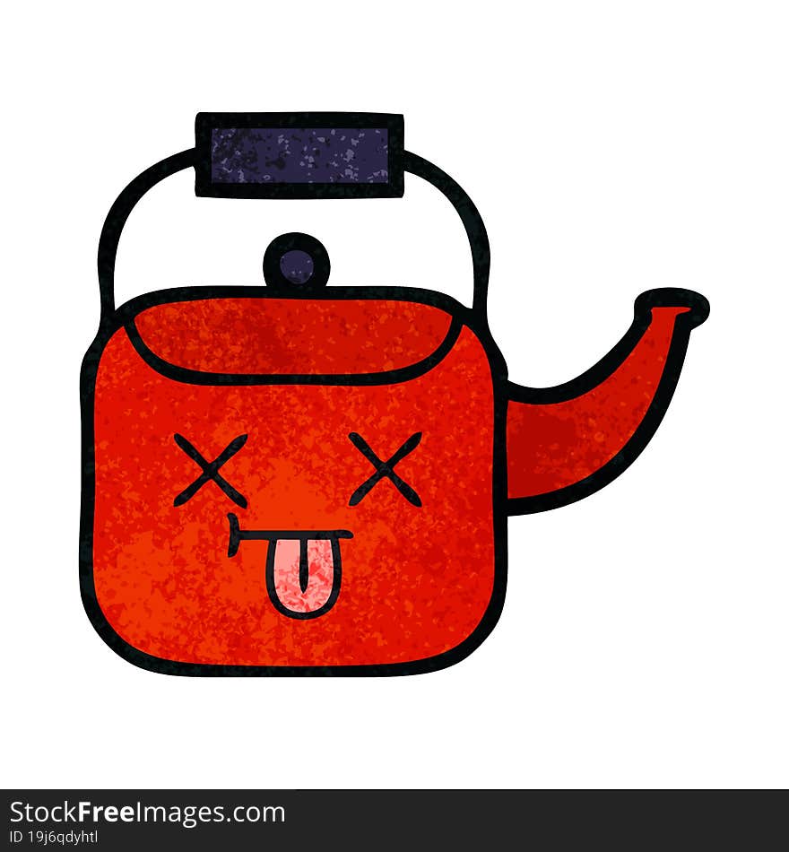 Retro Grunge Texture Cartoon Kettle