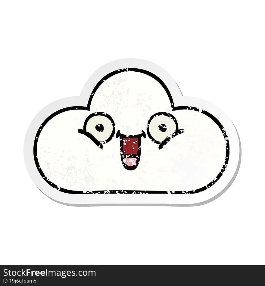 distressed sticker of a cute cartoon white cloud