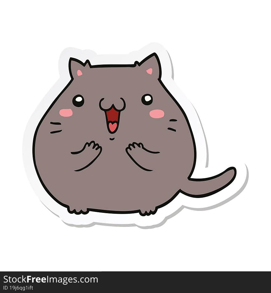 sticker of a happy cartoon cat