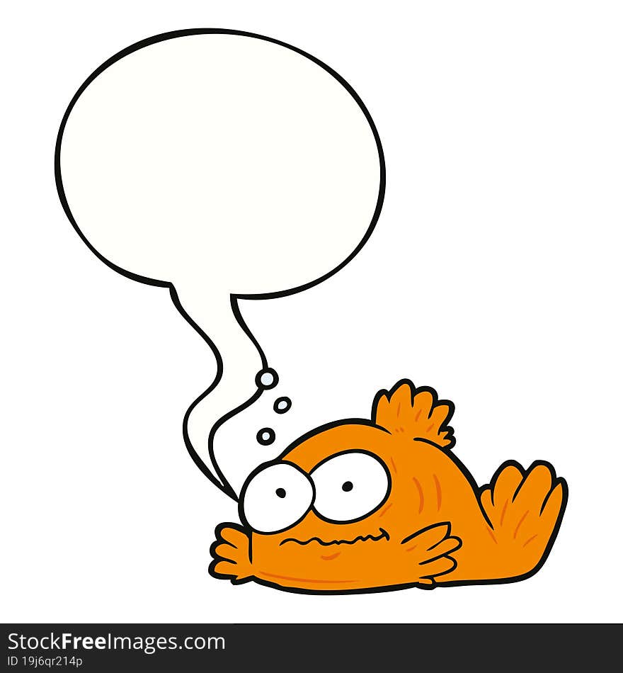 funny cartoon goldfish and speech bubble