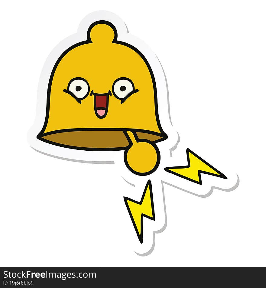 Sticker Of A Cute Cartoon Ringing Bell