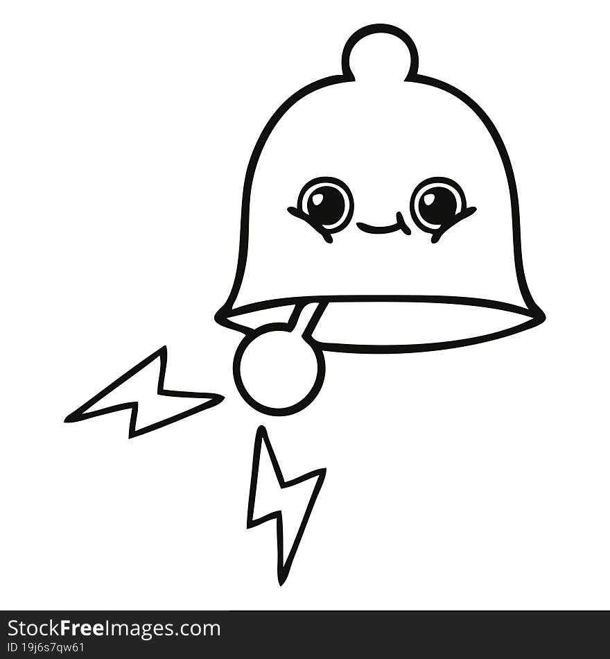 line drawing cartoon of a ringing bell