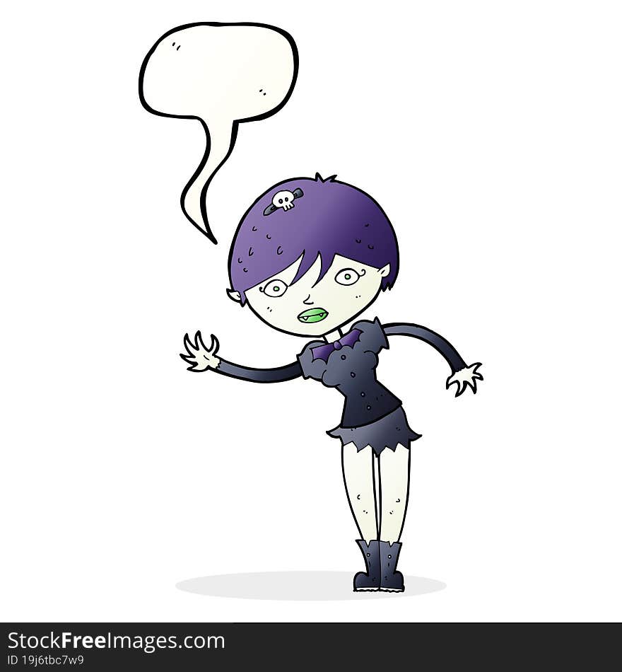 Cartoon Vampire Girl With Speech Bubble