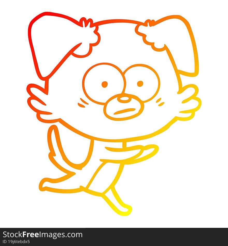 warm gradient line drawing nervous dog cartoon