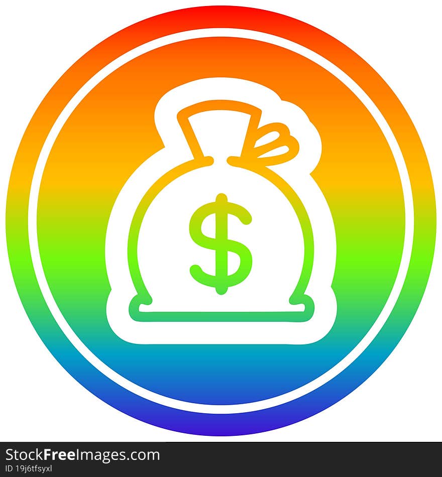 sack of money circular in rainbow spectrum