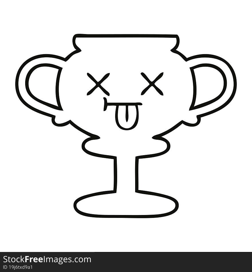 line drawing cartoon trophy