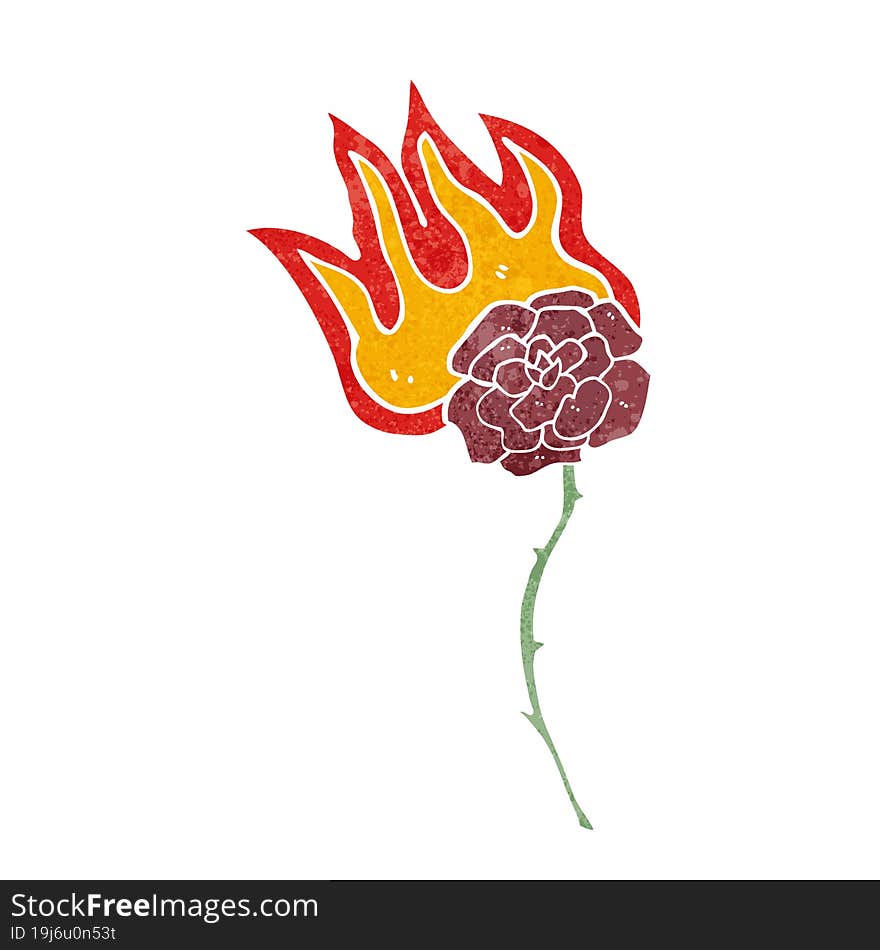 cartoon burning rose