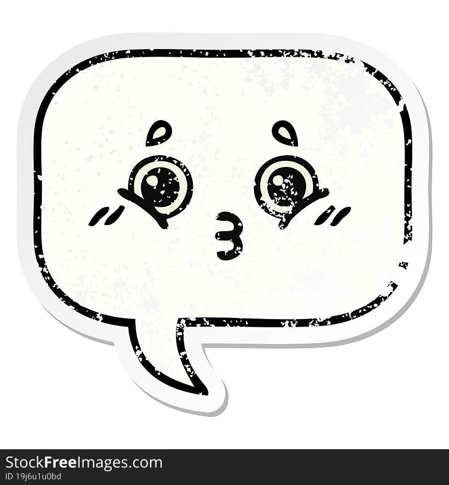 Distressed Sticker Of A Cute Cartoon Speech Bubble