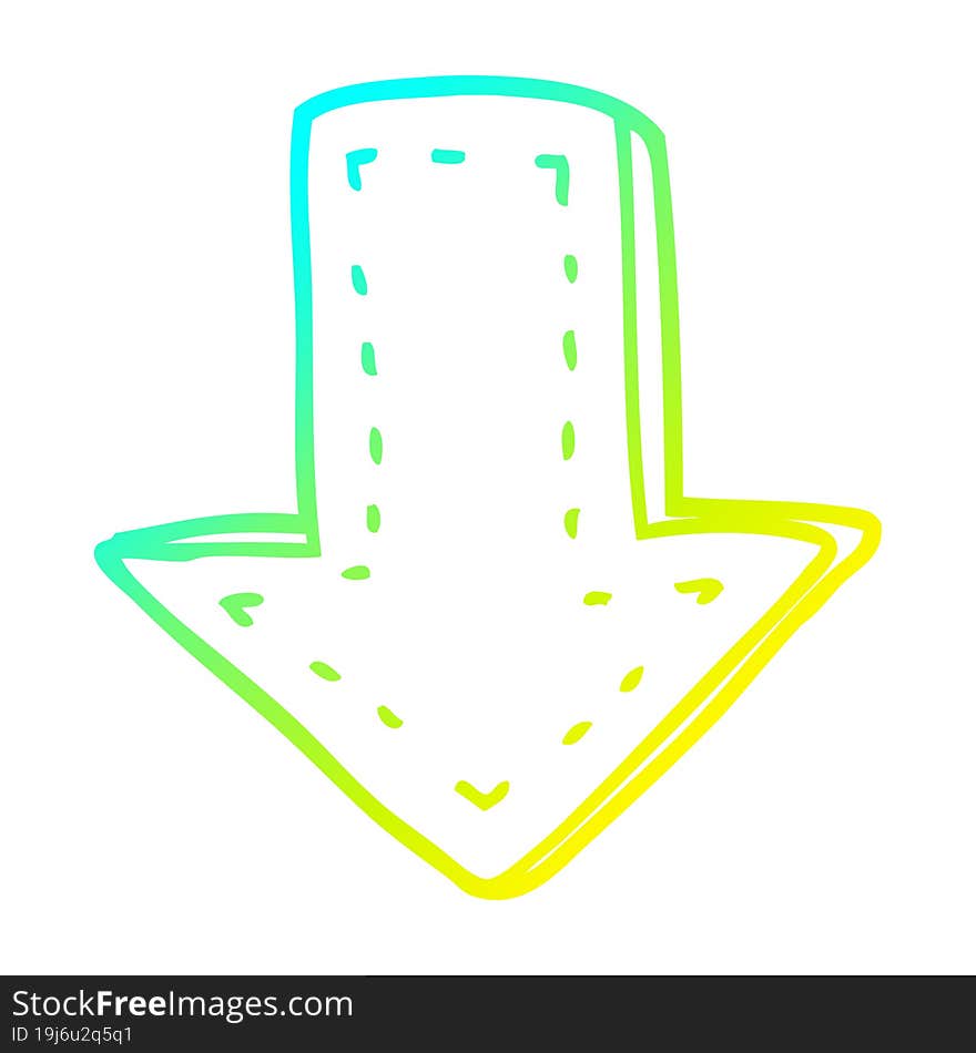 cold gradient line drawing cartoon pointing arrow