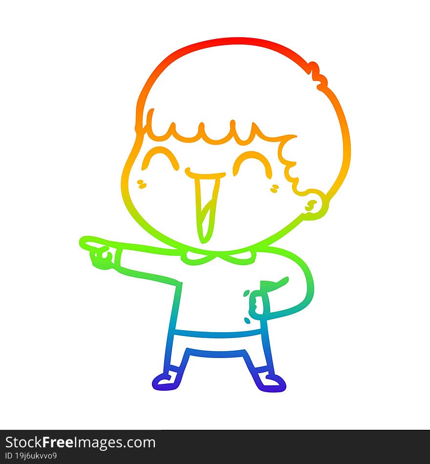 Rainbow Gradient Line Drawing Cartoon Happy Man