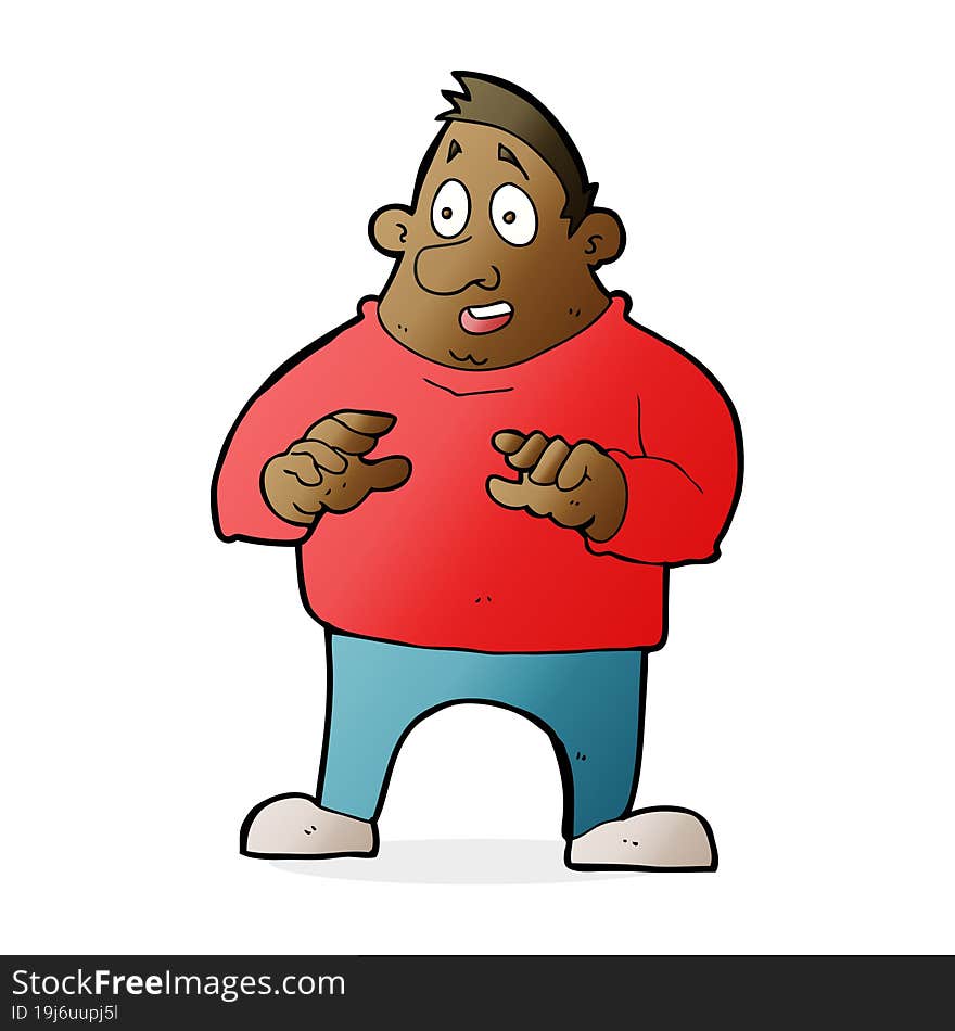 Cartoon Excited Overweight Man