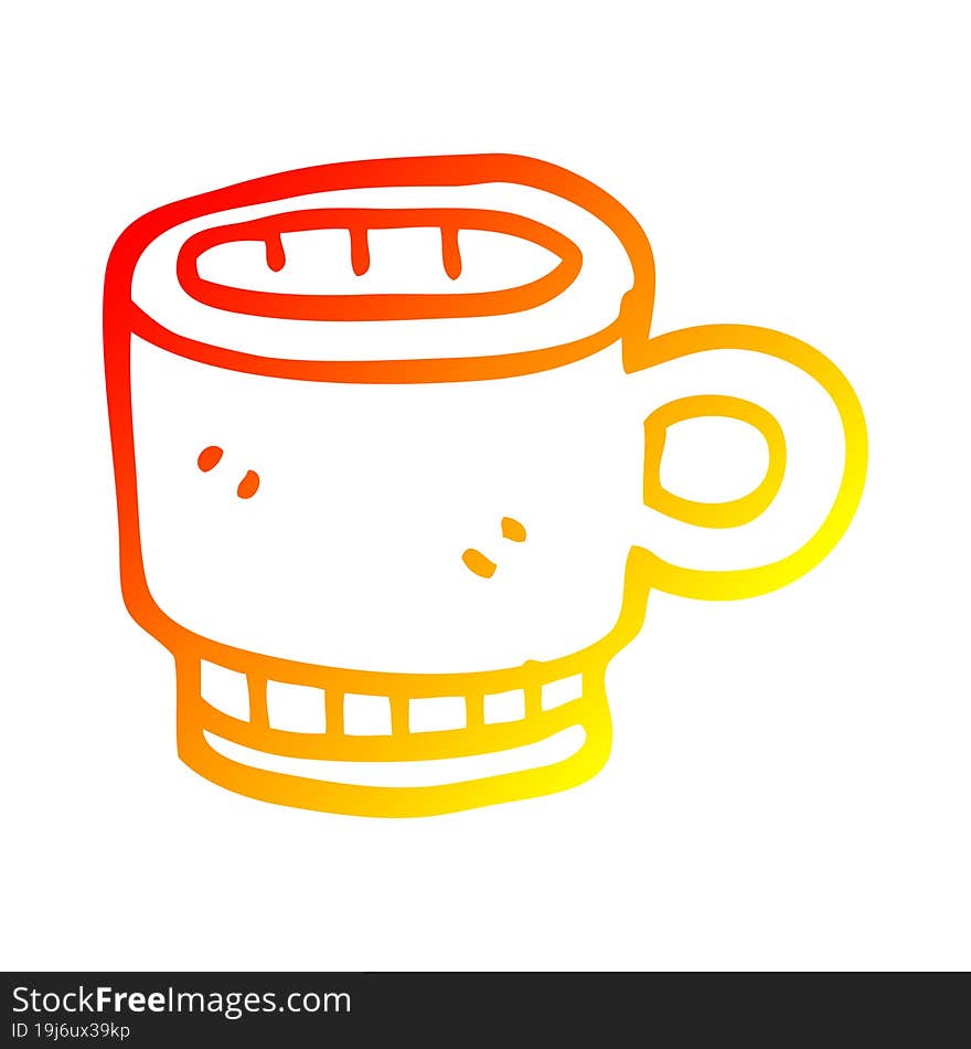 Warm Gradient Line Drawing Cartoon Coffee Mug