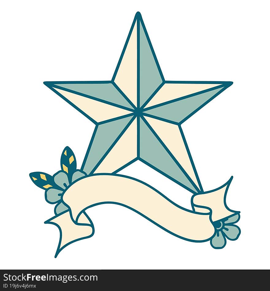 tattoo with banner of a star