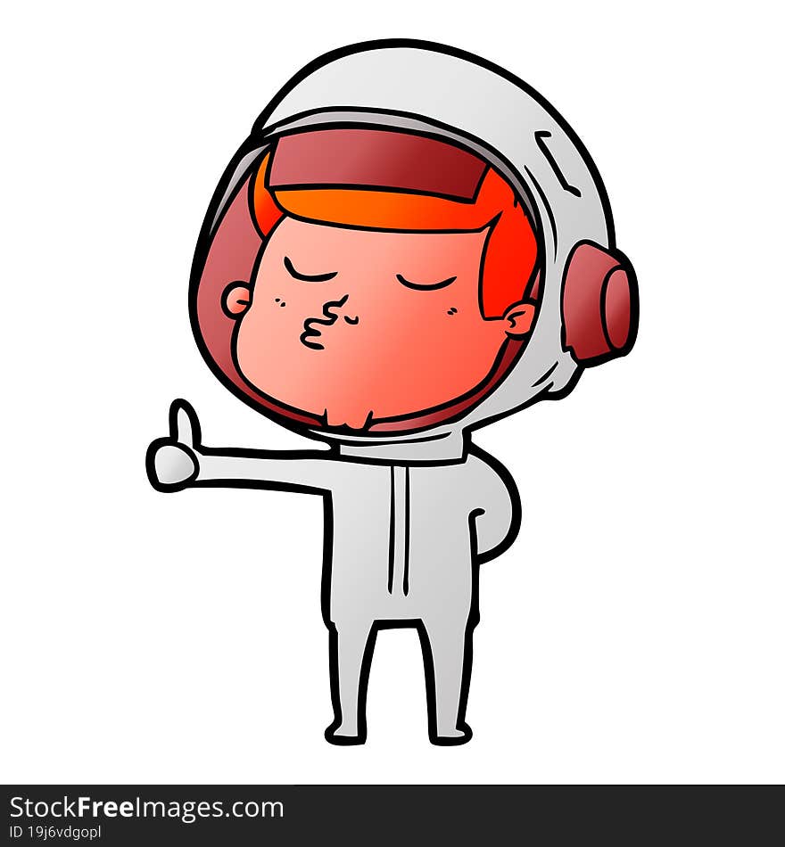 cartoon confident astronaut giving thumbs up sign. cartoon confident astronaut giving thumbs up sign