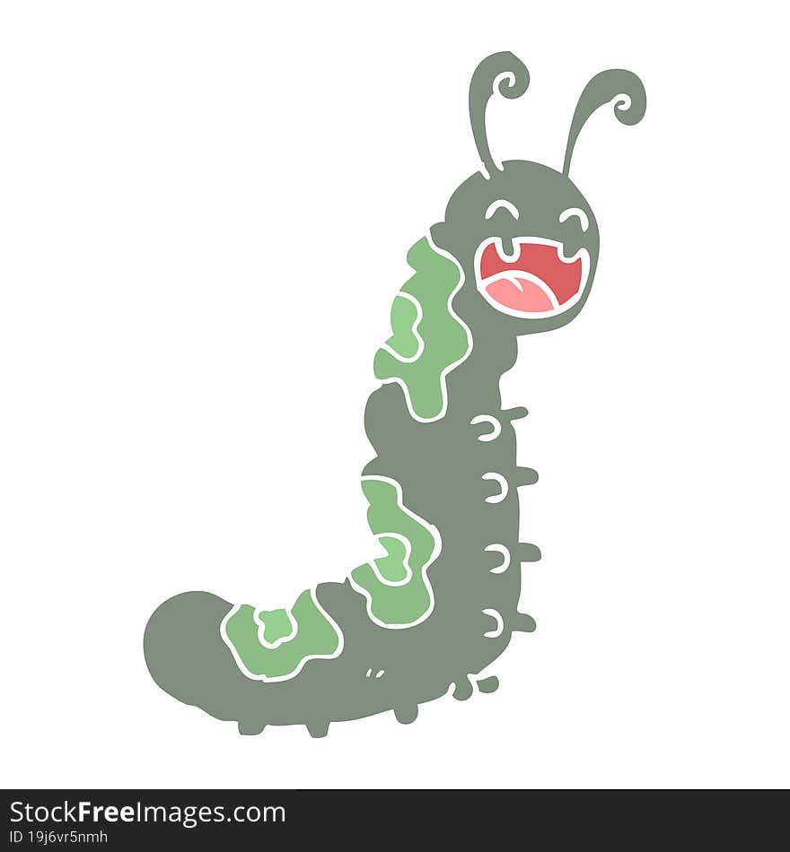 funny flat color style cartoon caterpillar