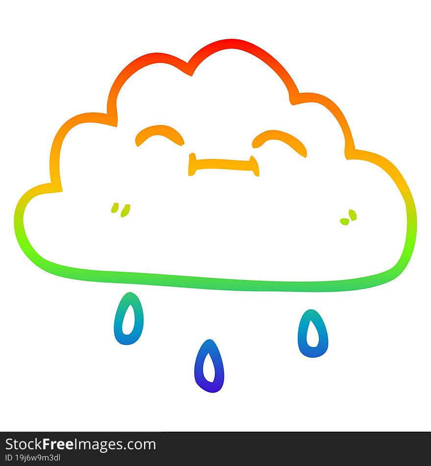 rainbow gradient line drawing cartoon happy rain cloud