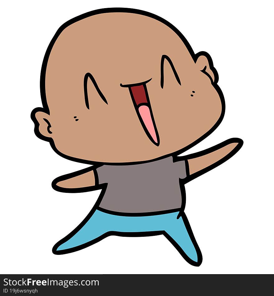 happy cartoon bald man. happy cartoon bald man