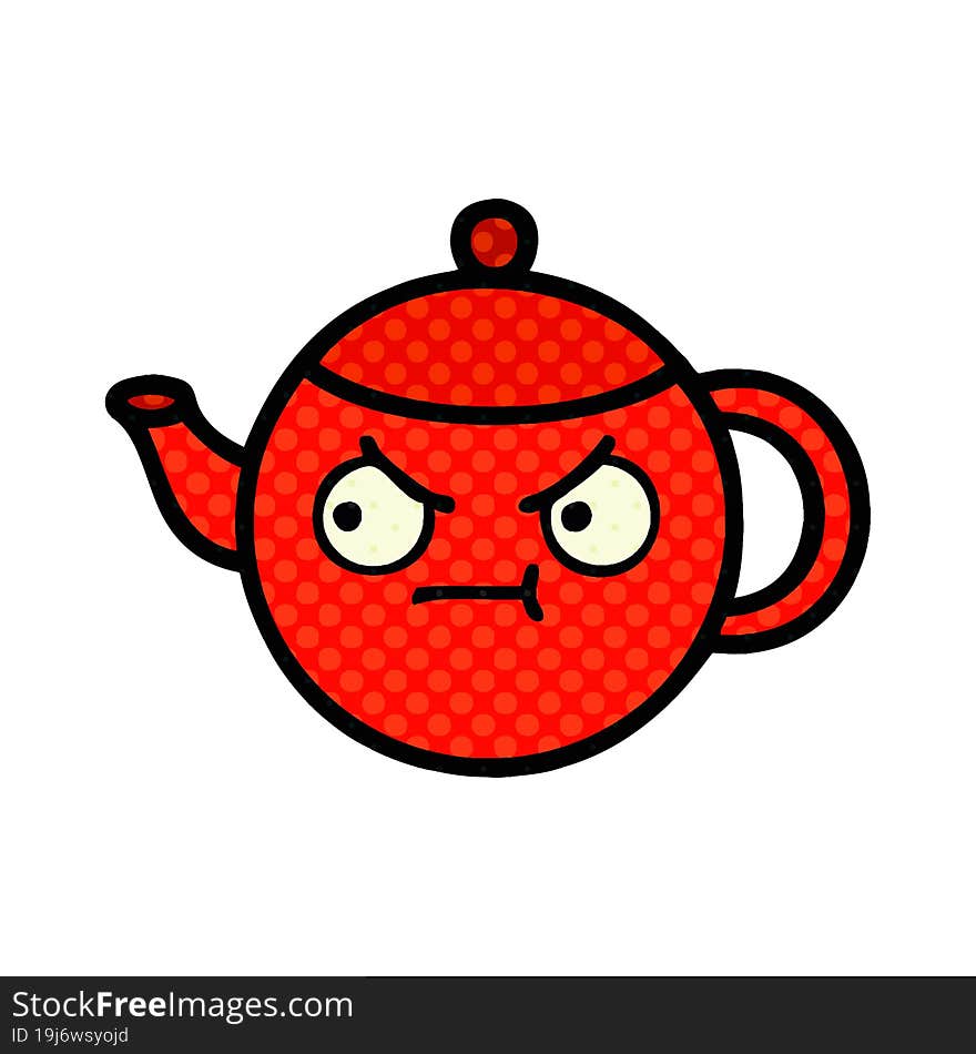 comic book style cartoon teapot