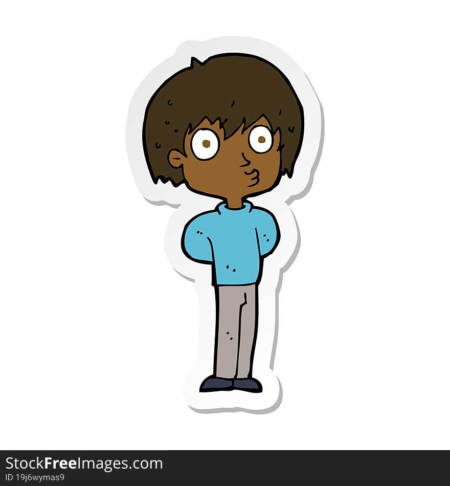 sticker of a cartoon impressed boy