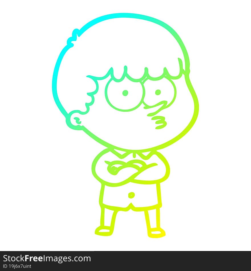 cold gradient line drawing cartoon curious boy