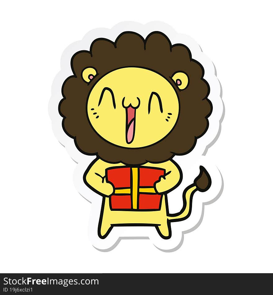 sticker of a happy cartoon lion