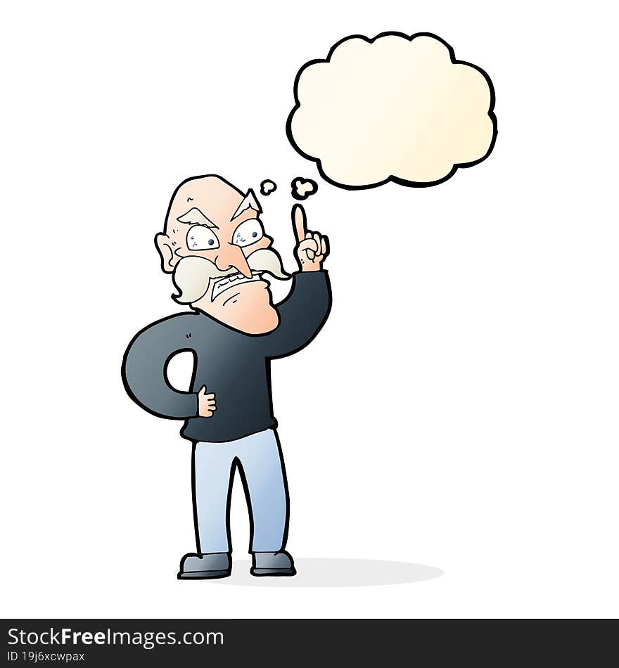 Cartoon Old Man Laying Down Rules With Thought Bubble