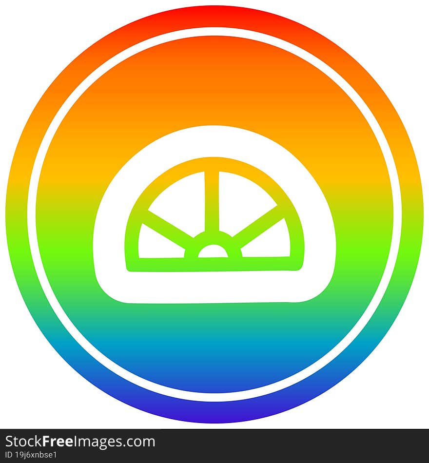 protractor math equipment circular in rainbow spectrum