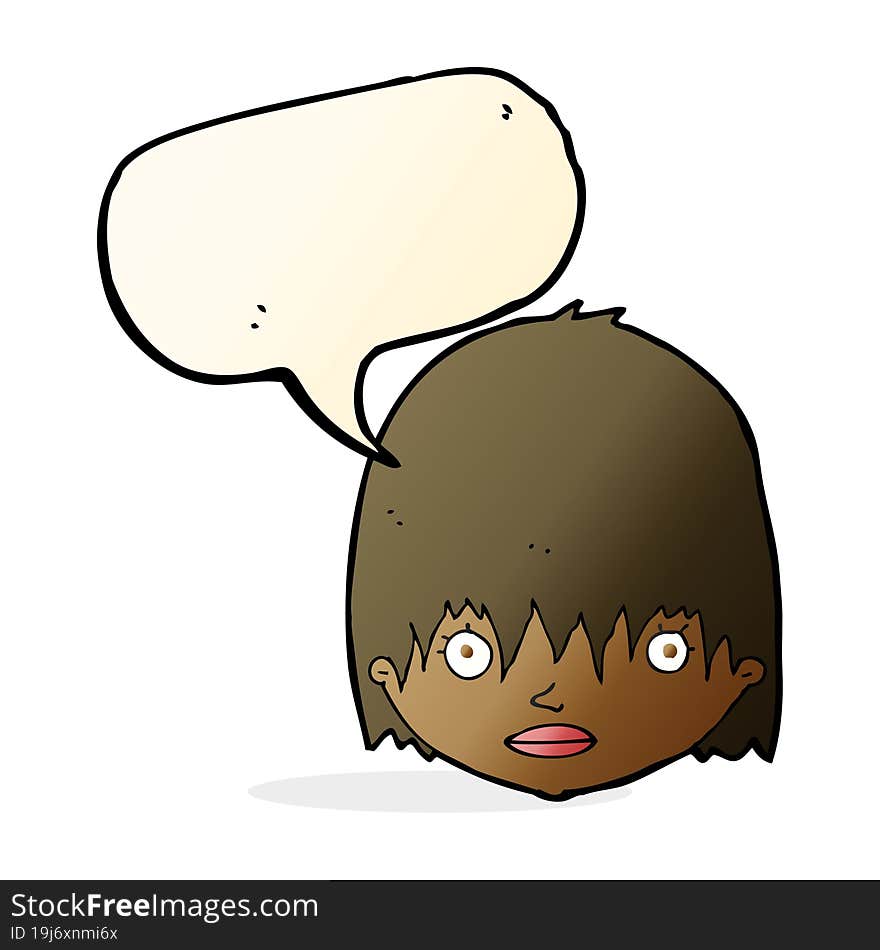 cartoon staring woman with speech bubble