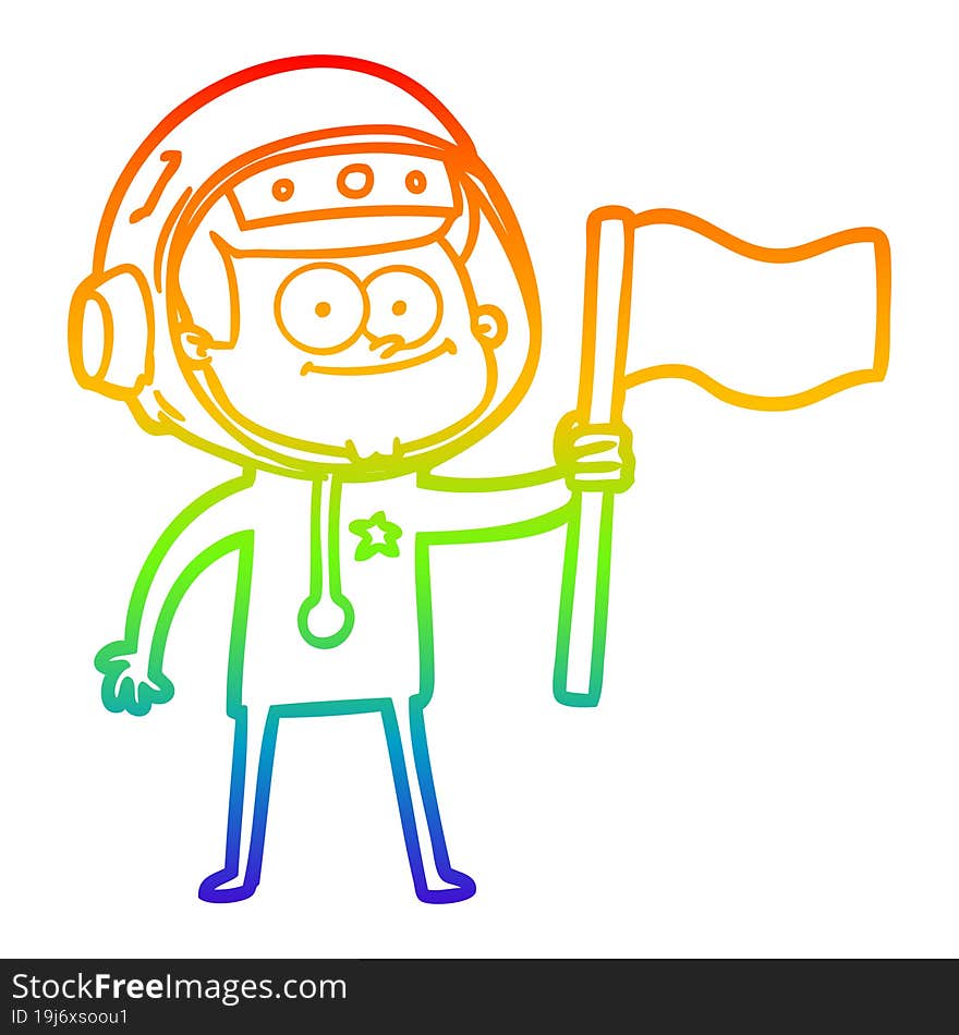 rainbow gradient line drawing happy astronaut cartoon