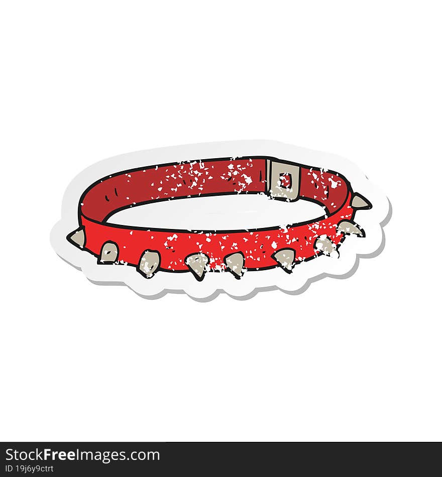 retro distressed sticker of a cartoon dog collar