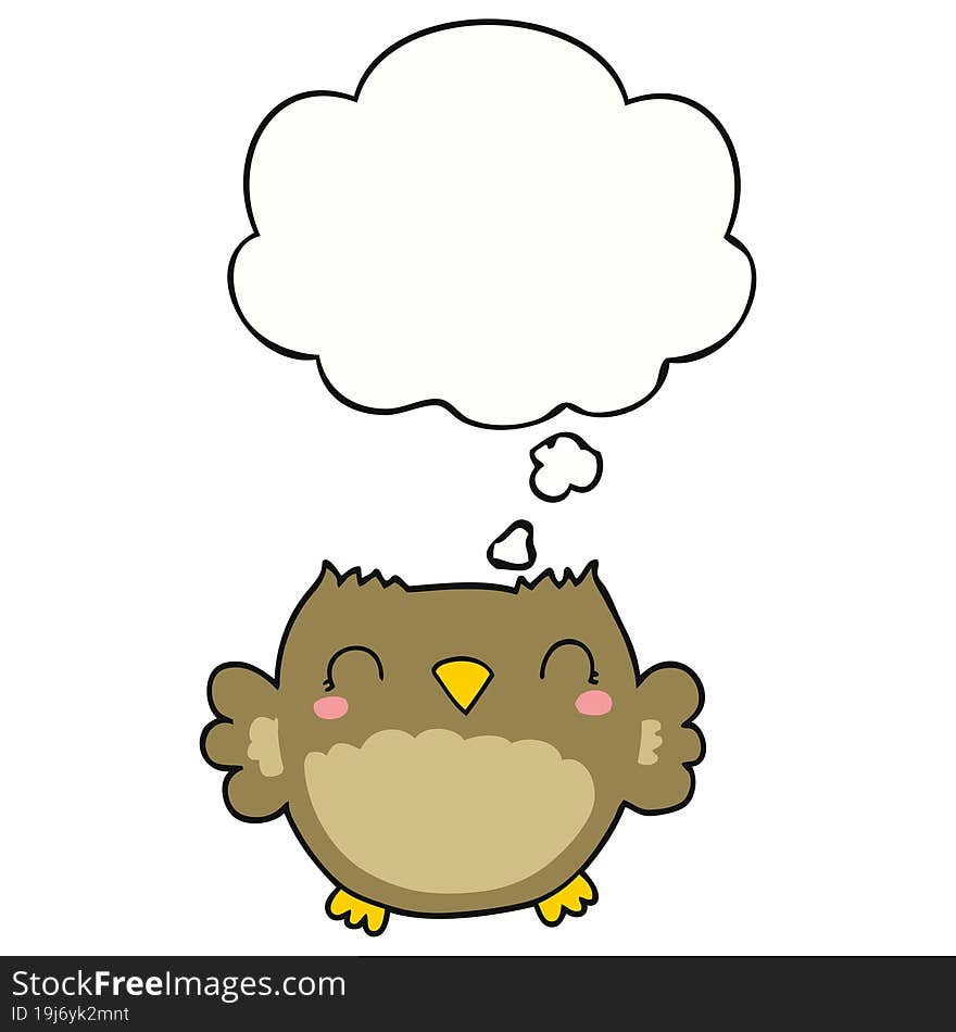 cute cartoon owl with thought bubble. cute cartoon owl with thought bubble